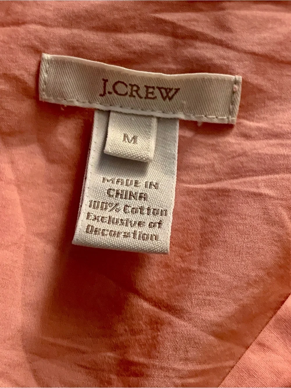 J. Crew Peach Coral Ruffle Collar 100% Cotton Long Sleeve Button Up Shirt M
